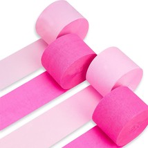 Crepe Paper Streamers 4 Rolls 328Ft, Pack Of Hot Pink And Pink Crepe Paper For P - £11.31 GBP