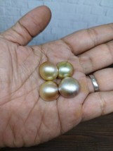 4 Pcs Celebes Mabe Half Pearl South Sea Loose Beads GOLD 17-18mm_p43 - £25.63 GBP
