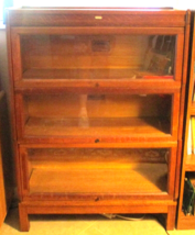 Antique Lundstrom Mission Oak Three Shelf Barrister Bookcase Little Fall... - $989.01