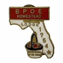 Homestead Florida Elks Lodge 1754 Benevolent Protective Order Enamel Hat Pin - £6.35 GBP