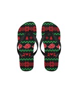 Ugly Christmas Patttern  Adult Black Flip Flop Slippers Sandals - €15,85 EUR