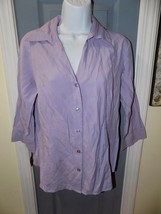 Dressbarn Purple Button Down 3/4 Sleeve Shirt Size M Women&#39;s EUC - £15.22 GBP