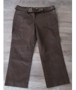 Yvos  stretch cropped Capri Pants brown with matching belt size 8 - £5.34 GBP