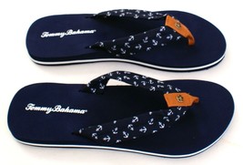 Tommy Bahama Women&#39;s 10  Blue Nautical Fabric Thong Sandals Flip Flops - $37.49