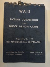 1955 Vintage Wais Picture Completion Block Design Cards Book Child Phycology - £36.85 GBP