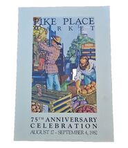 Seattle Pike Place Market Annual Fair Poster 1982 75th Celebration Litho... - €79,52 EUR
