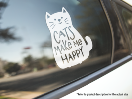 Cats Make Me Happy Cat Lover Vinyl Car Truck Decal Window Sticker Vehicl... - £4.67 GBP