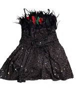 Costume Gallery Small Adult Black Sequin Sparkly Feathered Dress Leotard - $28.96 CAD