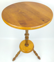 Vintage Spindle Tripod 23&quot; Turned Solid Wood Pedestal Plant Candle Fern Stand - £71.21 GBP