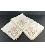 Vintage Lot Of 3 IVORY CROSSTITCH Fabric DINNER NAPKINS Set Approx 16&quot; S... - €13,69 EUR