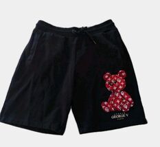 Avenue George V Paris Teddy Crystal Sweatshorts Black Streetwear Glam Si... - $900.23 MXN