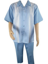 Men MONTIQUE 2pc Walking Leisure Suit Matching Set Short Sleeve 2227 C. Blue image 6
