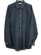 Tommy Hilfiger ITHACA Men Button Front Shirt Sz 16 1/2 34 35 Black Blue Striped - £23.39 GBP