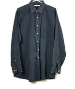 Tommy Hilfiger ITHACA Men Button Front Shirt Sz 16 1/2 34 35 Black Blue ... - £23.31 GBP