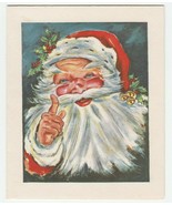Vintage Christmas Card Santa Claus with Jingle Bells on Hat 1950&#39;s Whitman - £8.52 GBP