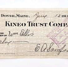 1915 Kineo Trust Company Bank Check E.A. Sampson Dover Maine Signed 7097... - $368.12 MXN