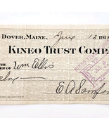 1915 Kineo Trust Company Bank Check E.A. Sampson Dover Maine Signed 7097... - $28.05 CAD