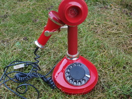 VINTAGE RARE SOVIET RUSSIAN USSR ROTARY DIAL STYLISH PHONE SOUVENIR RED ... - £75.78 GBP