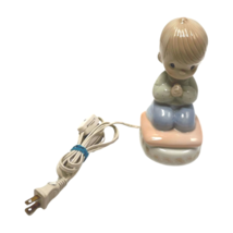 Enesco Precious Moments Boy Night Lamp Ceramic Child Praying Working - $46.44