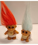 Russ Troll Baby Dolls 2 Naked Diapers Bibs Orange Blue Hair 2 Inches Tal... - $19.95