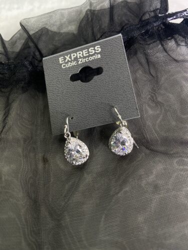 Express Cubic Zirconia Teardrop Drop Earrings Lightweight NEW - $10.40