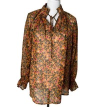 Cato Est. 1946 Sheer Floral Pattern Blouse High Collar Shimmery Women Size 22 24 - £10.85 GBP
