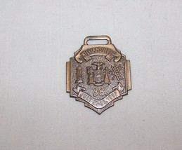 1937 VINTAGE WILLIAMSVILLE NY 38 FIREMAN MEDAL BADGE WATCH KEY FOB - £21.11 GBP