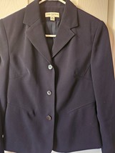 Amanda Smith Petite Womens Blazer Jacket Size 4P Dark Blue 100% Polyeste... - $21.80