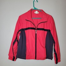 Chadwicks Womens Jacket Medium Mid Length Pockets Zip Up Dark Pink Blue - $13.99