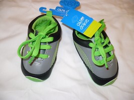 Boys Okie Dokie Slip On Lace Up Shoes Baby Size 3-6 Months NEW Green Gray Blue - £7.84 GBP