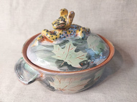 Handcrafted 1996 Small 3D Leopard Lidded Dish By Ricky Grimes - $100.45