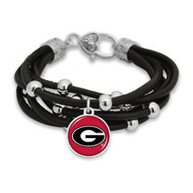 43368 Georgia Bulldogs Lindy Leather Strand Pendant Bracelet - £15.29 GBP