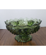 Fenton Colonial Green Candle Holder Hobnail Glass Bowl - £11.64 GBP