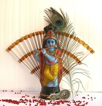 Sacred Krishna Idol Fibre Sculpture - Religious Home Decor - Hindu God Krishna - £60.90 GBP