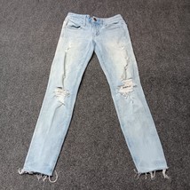 American Eagle Jeans Women 00 Short Blue Super Stretch X4 Jegging Fringe... - £14.58 GBP