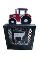 New! &quot;Farmer&#39;s Market&quot; Tractor Table Decor Farmhouse Wood Sign Tier Tray Farm. - £13.35 GBP