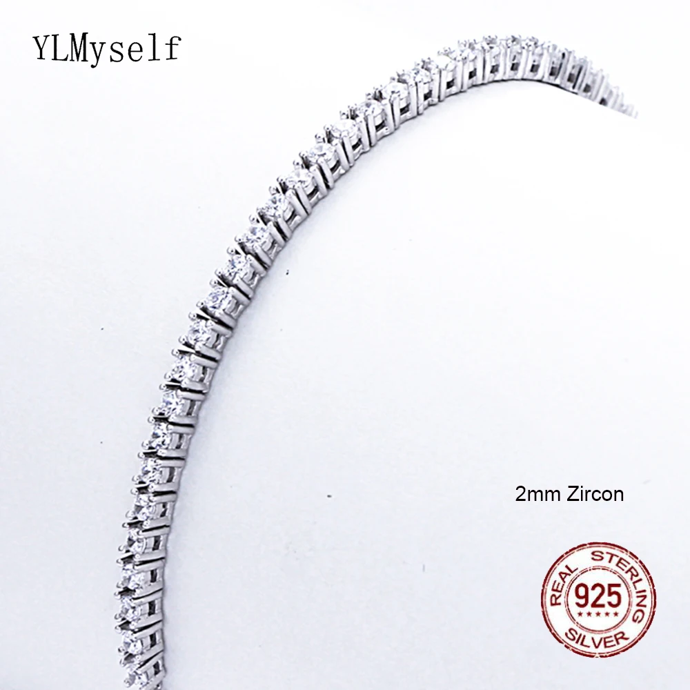 15-21 CM Tennis Bracelet Pure 925 Material Jewelry 2/3/4mm 5A CZ Eternal Gift fo - £61.68 GBP