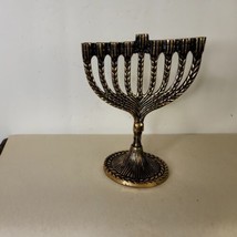 Vintage Brass Minorah Hanukkah Small 6 Inch 9 Lights - $17.82