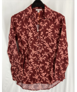 Knox Rose Deep Hibiscus Women&#39;s Top Size XS Collared Long Sleeve Button ... - $16.87 CAD