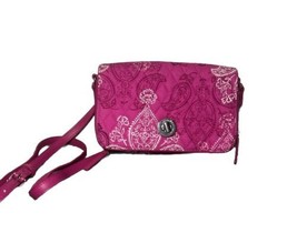 Vera Bradley Purse Pink White Stamped Paisley Turnlock Crossbody New Wit... - £18.02 GBP