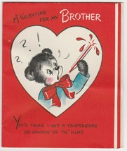 Vintage Valentine Card Dressed Bear Thermometer For Brother Hallmark 1949 - £6.19 GBP