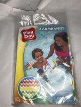 Play Day Inflatable Arm Bands Kids Age 3-6 Rainbow Stripe Swimming Flota... - $163.84 MXN