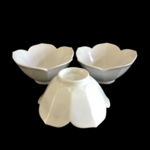 Vintage 1950&#39;s White Blossom Dessert Bowl Lotus Leaf Lot of 3 Ceramic - £40.66 GBP