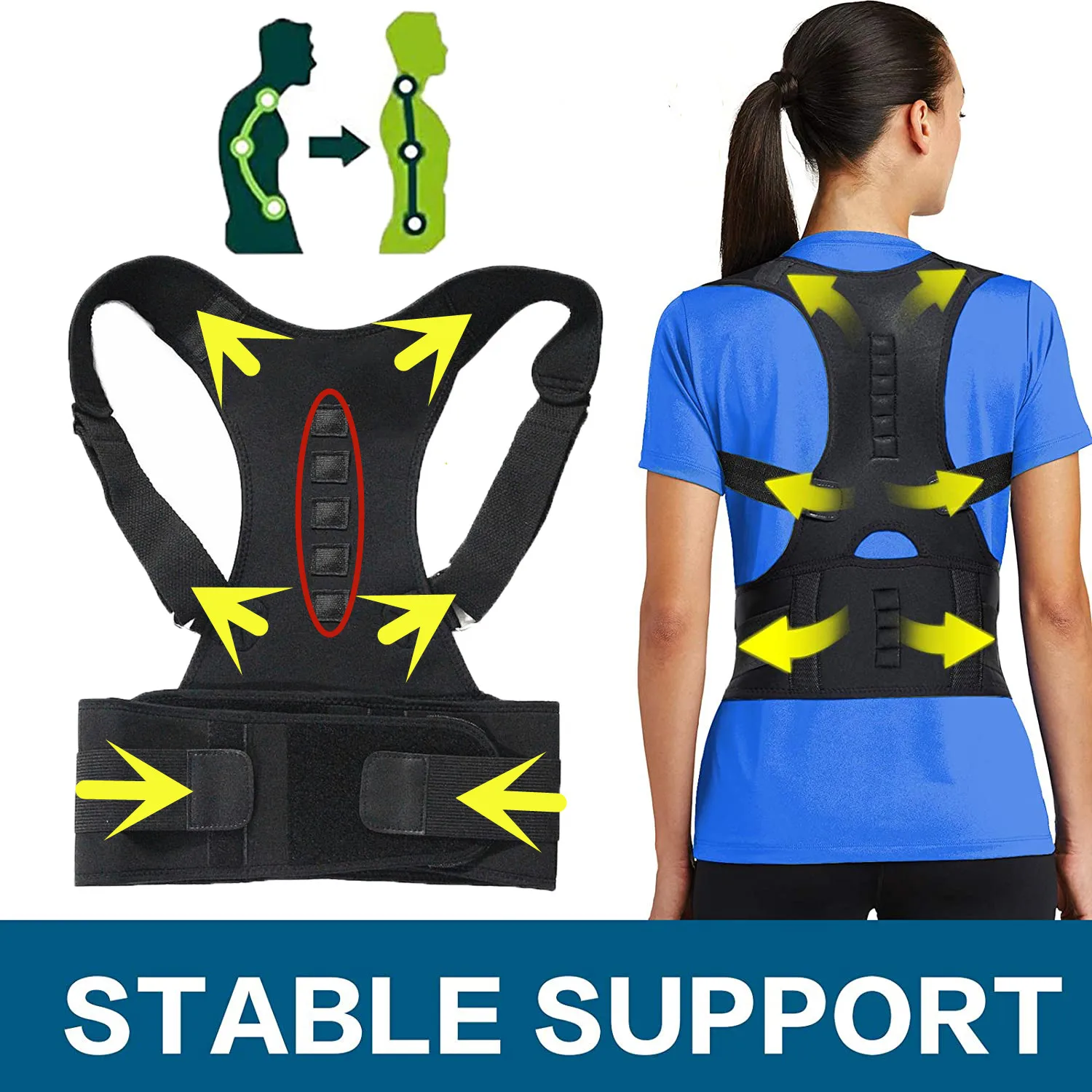 Sporting Magnetic therapy posture corrector posture corset shoulder support belt - £23.51 GBP