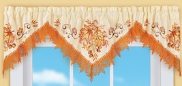 Fabric Embroidered Lace Valance(16.5x58&quot;,no Tiers)Fall Leaves &amp; Acorns Border,Ce - £12.65 GBP