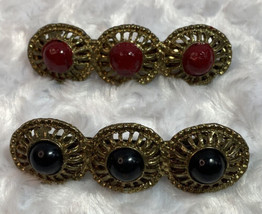 Vintage Hair Barrettes By Revlon For Women Red And Black Approx 3” - £11.95 GBP