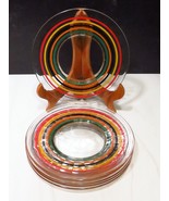 6 VTG GLASS FIESTA GO ALONG STRIPED RING BAND RED YELLOW GREEN BLACK PLA... - £53.93 GBP