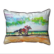 Betsy Drake Inside Track Horse Race Extra Large 20 X 24 Indoor Outdoor Pillow - £55.38 GBP