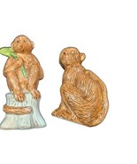 Pair of Vintage Glazed Ceramic Monkey Salt and Pepper Shaker China Used - $1,496.57 MXN