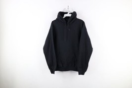 Vintage 90s Streetwear Mens Mens Size Small Faded Blank Hoodie Sweatshirt Black - £46.62 GBP